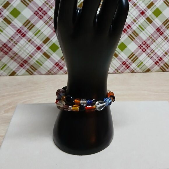 Hand Crafted Colorful Glass Beaded Silver Tone Bracelet Fashion Jewelry #36 - Picture 5 of 9